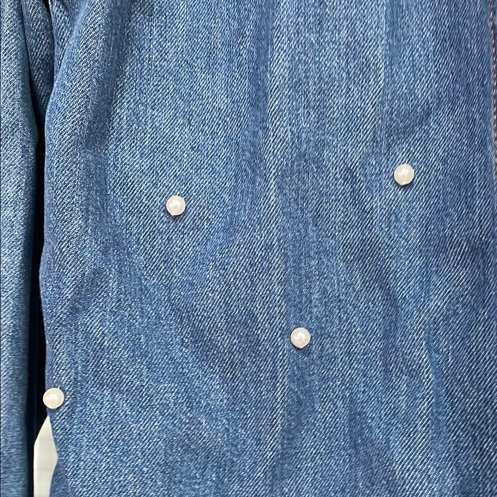 Loft Blue Denim Button-Up Shirt. N W T. MP. - Picture 3 of 5